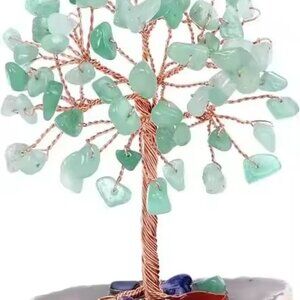 Rose Quartz Healing Crystals Stones Tree Wire Wrapped Natural Agate Slice Base